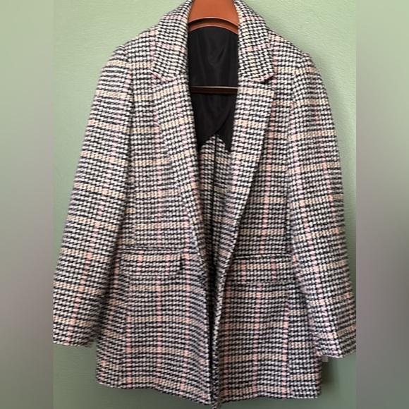 Women Sz S/P wool blend houndstooth print business casual attractive blazer coat - Picture 11 of 15